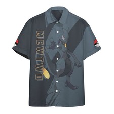 Pokemon Dark Mewtwo Hawaiian Button Shirt Top Pokemon Gifts for Adults 4rk 85-Ph