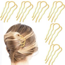 6 Piece Metal Hair Side Combs Hair Fork Clip Pins for Updo Bun, U Shape for V...