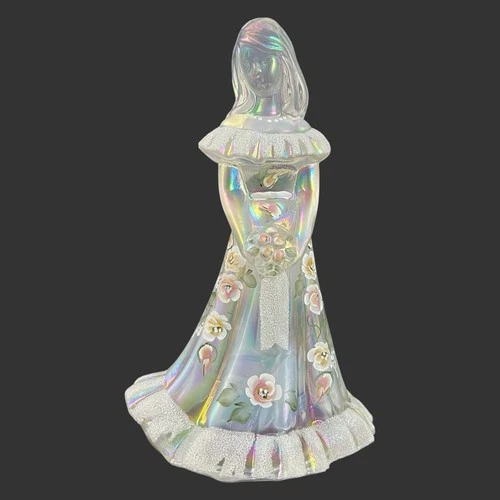 Vintage Fenton Iridescent Glass Bridesmaid Signed & Handpainted Figurine