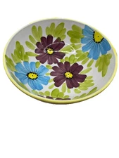 VINTAGE Italian Hand Painted Wash Basin/Bowl ONLY Green Floral ITALY