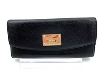 Michael KORS Jet Set Pebbled Leather Clutch Zip Around Organizer Wallet BLACK