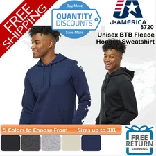 🔥 J. America Men Btb Fleece Hooded Sweatshirt Pouch Pocket Up To 3XL 8720