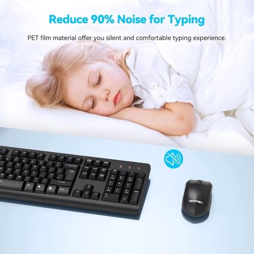 TECKNET Wireless Keyboard and Mouse Set, Ergonomic 2.4G Cordless Black  - Image 4 of 4