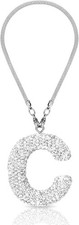 Car Rear View Mirror Ornament Hanging Lucky Crystal Pendant Bling Car White C