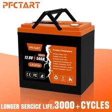 50Ah 12.8V LiFePO4 Lithium Battery Rechargeable with 50A BMS for Home RV Camping