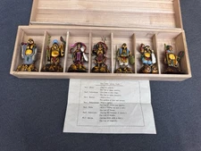Vintage Seven Lucky Gods Figurine Set – Early Painted Plastic with Original Box