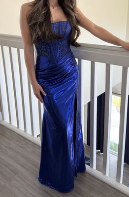 Stella Couture Atelier Dress Sz 2 Formal Blue Ball Gown Prom Quince Embellished