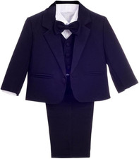 Baby Toddler Boy 5 Pcs Set Formal Tuxedo Suits No Tail Wedding Christening Bapti