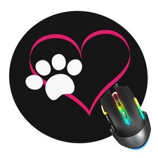 Dog Paw Heart Mouse Pad, Mouse Pads for Desk, Stitched Edge Mousepad with Non...