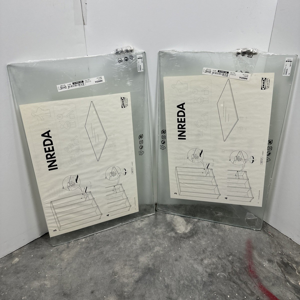 2x IKEA Inreda Glass Shelves 56x36 cm Model 18717 – New in minor