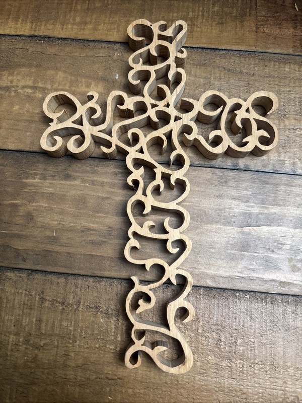 Appalachian Fold Art Wooden Cross Crusifix Wall Hanging