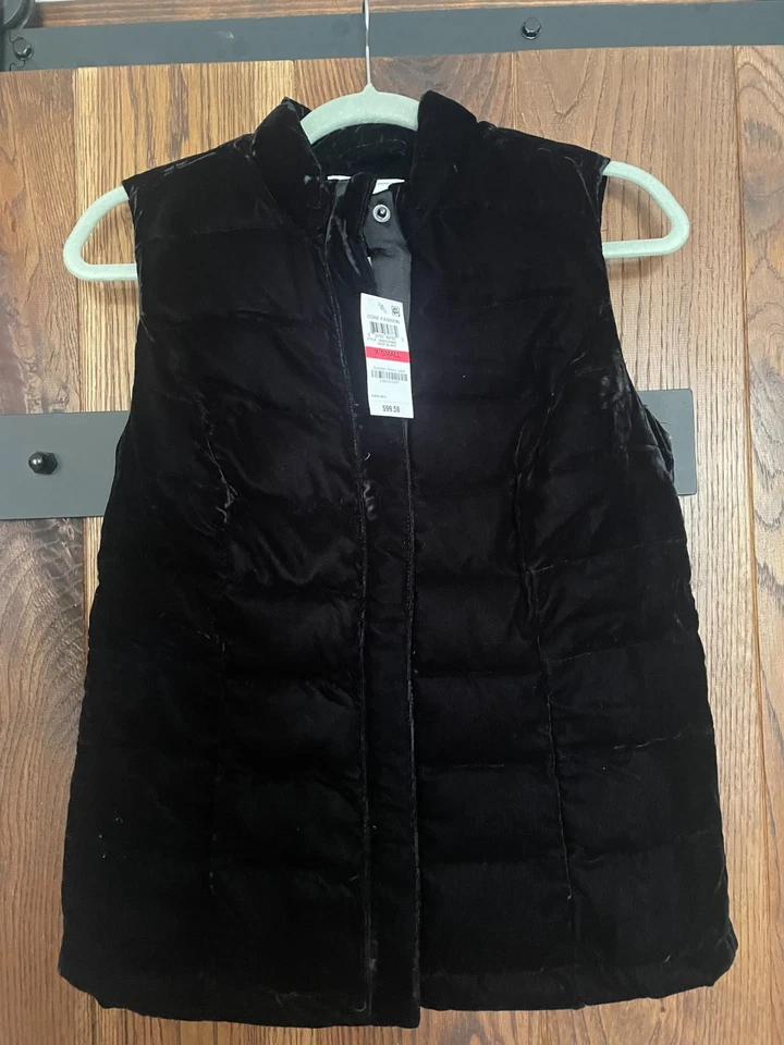 Charter Club Black Padded Velvet Gillet US XS/UK S BNWT RRP $99.50 - Image 2 of 4