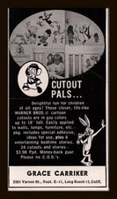 1955 B AD  GRACE CARRIKER CUTOUT PALS WARNER BROTHERS CARTOON CHARACTERS