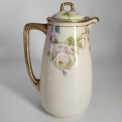 Antique PRINCE REGENT GERMANYBAVARIA Hand Painted Porcelain Chocolate Pot c.1910