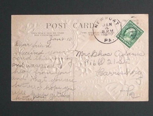 Valentinstag mit liebevoller Liebe See Haus Szene antike geprägte Postkarte 1910 (b - Bild 4 von 6