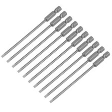 10 x 3mm Slotted Tip Magnetic Flat Head Screwdriver Bits 1/4" Hex Shank 4" S2