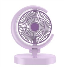 Portable USB Desk Fan with LED Light - 3 Speed, Rechargeable Battery