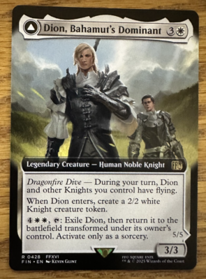 MTG Final Fantasy, Dion, Bahamut's Dominant/Bahamut, Warden of Light-  Borderless