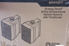 Set of 2 Atlas Sound SM42T-W White Finish 2-Way Surface Mount Speakers 