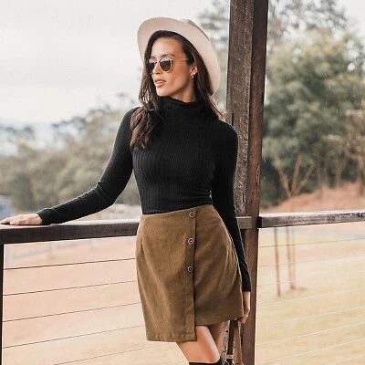 Brown corduroy top wrap skirt