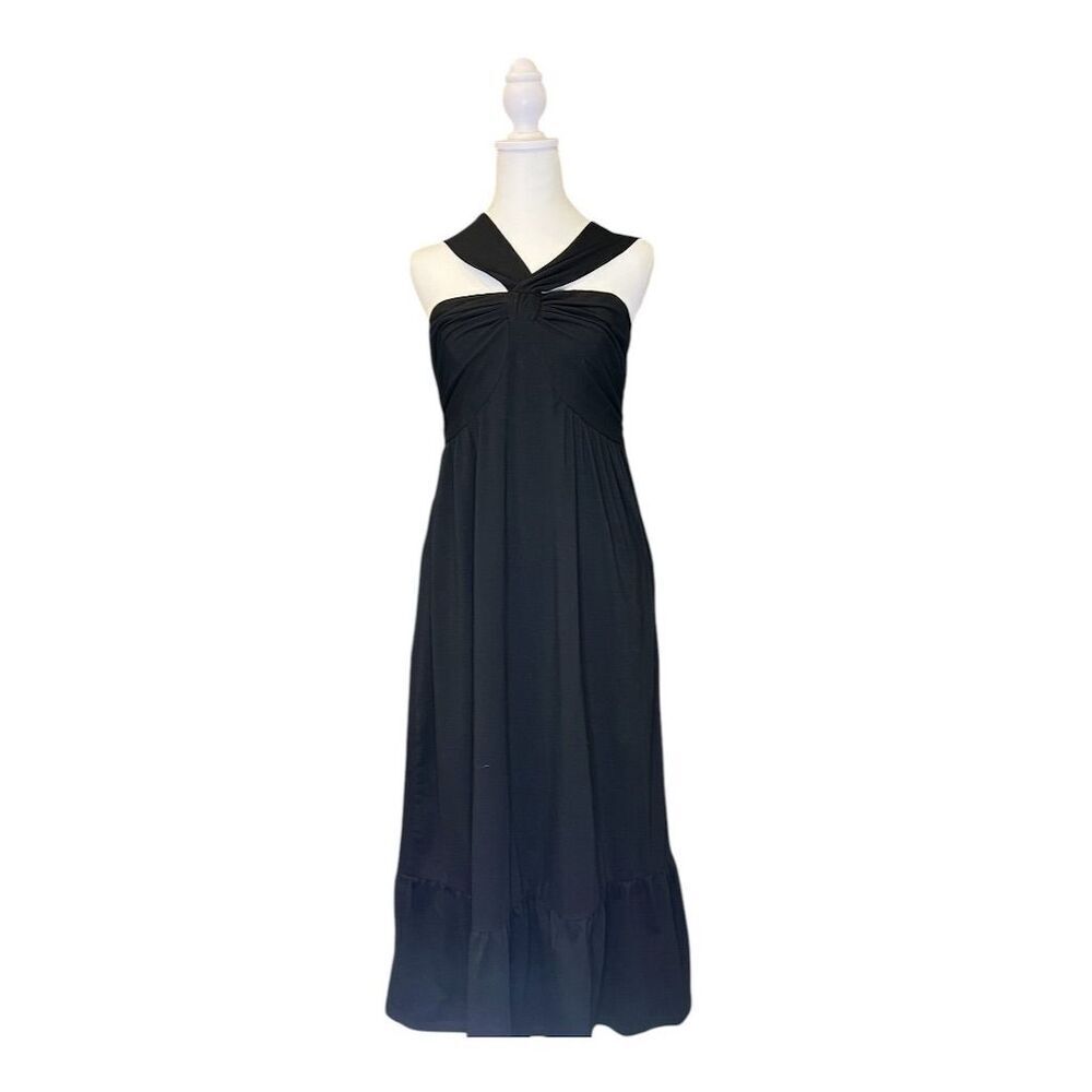 Grace Karin Black Twist Wrap Midi Dress for Women Size M