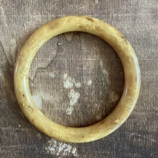 Vintage Art Deco Marbled Mustard Yellow Bakelite Bangle Simichrome Tested #5