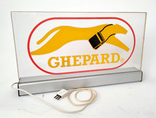 Insegna luminosa Pubblicità GHEPARD Optic Plexiglass vintage'80 Promo L55cm-XXX