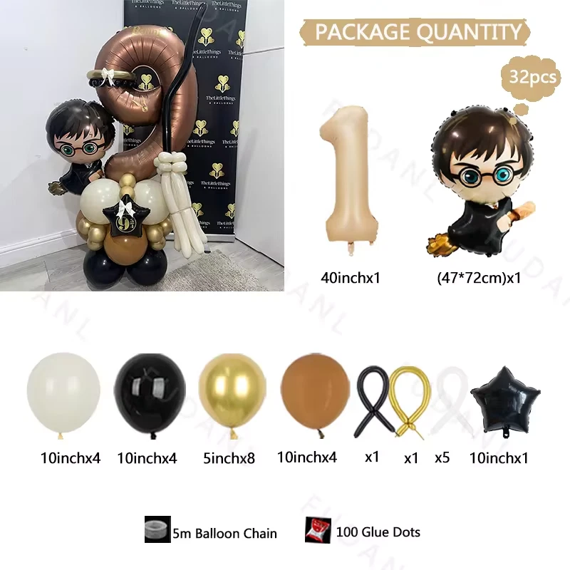 Juego de globos Harry Potter 32 piezas 40" tema mágico universidad para decoraciones de cumpleaños Foto 2 de 4