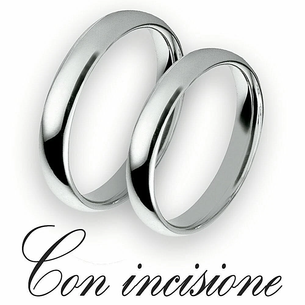 Fedine Coppia Anello Fidanzamento Fedi Fascia 4 mm incisioni