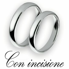 Fedine Coppia Anello Fidanzamento Fedi Fascia 4 mm incisioni ACCIAIO STEINLESS