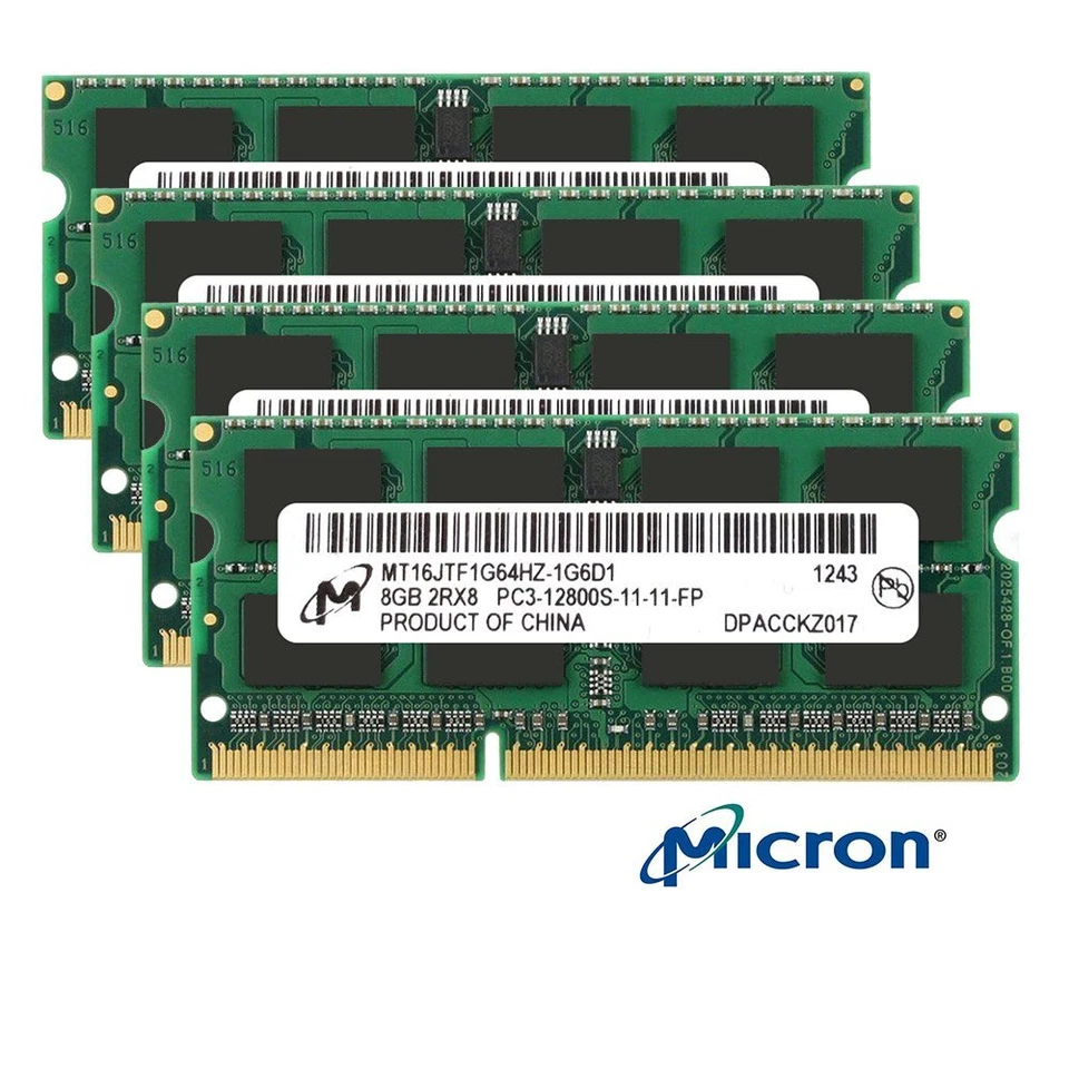 32GB 16GB 8GB 4GB PC3-12800S DDR3 1600MHz SODIMM 204Pin Laptop Memory Micron Lot - Image 2 of 4