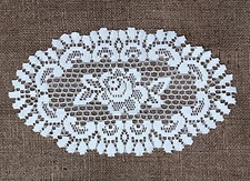 Heritage Lace 7.5" x 13" Alpine Rose Antique White Doily Livingroom Bedroom