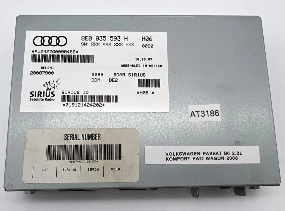 OEM 06-12 Volkswagen Passat Audi Sirius Satellite Radio Receiver Control Module - Image 3 of 4