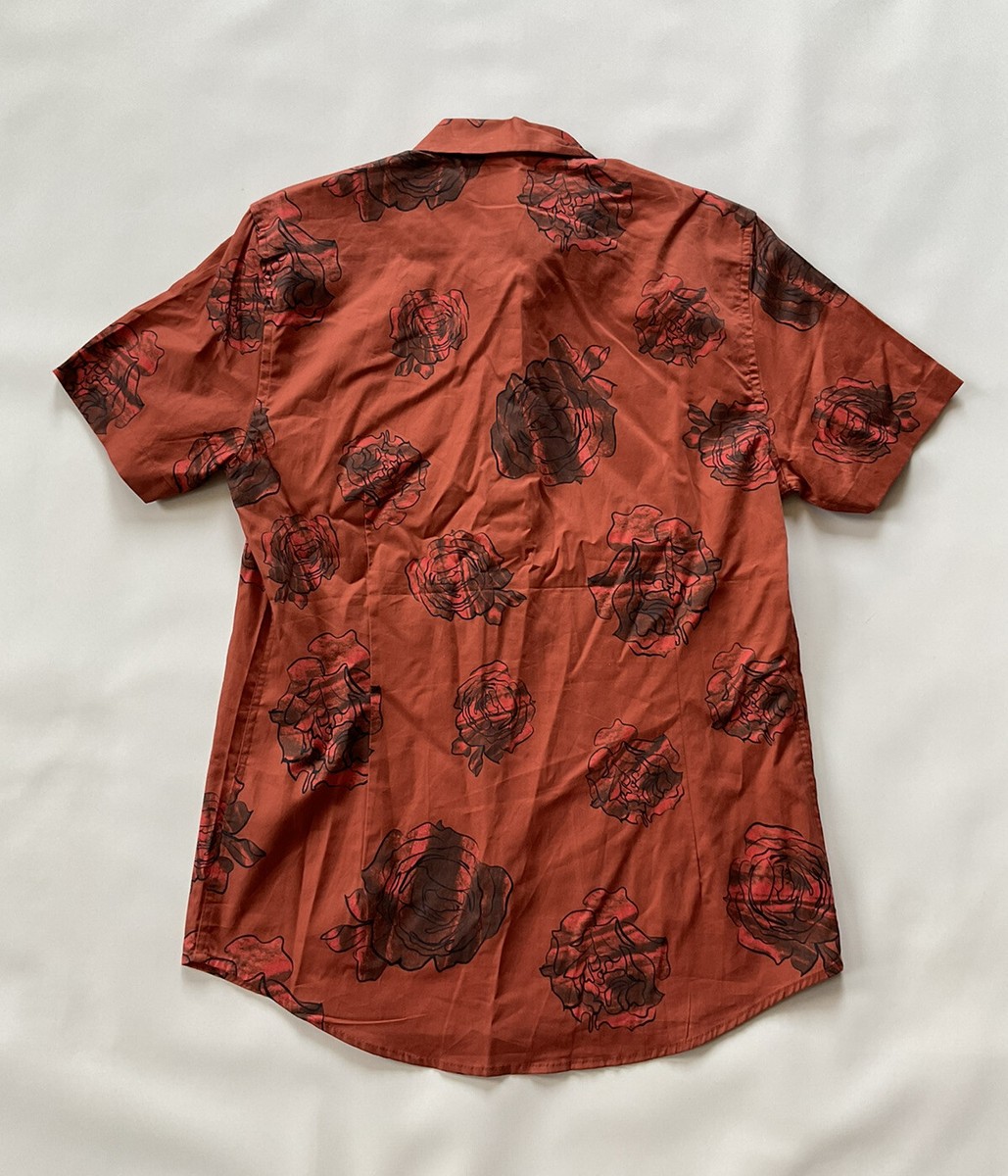 トップス pelleq flower sleeve light demim shirt Guess Men's Luxe Floral Shirt Slim Fit Short Sleeves Light