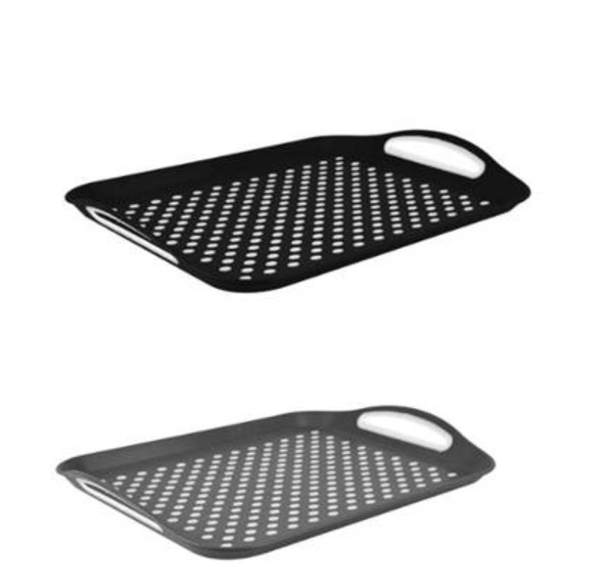 2x AntiSlip Plastic Serving Tea Food TV Lap Dinner Tray Grip Rubber