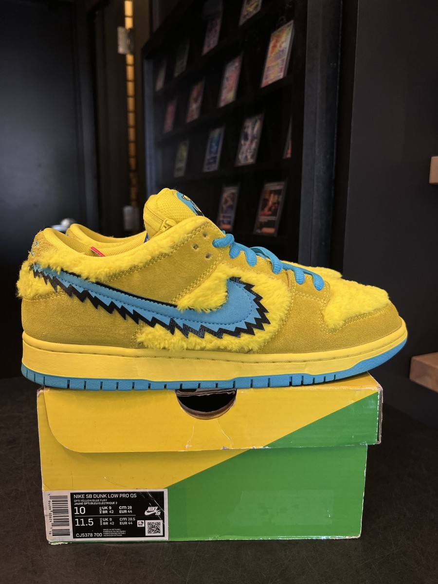 Nike SB Dunk Low Grateful Dead Bears Opti Yellow Size 10, PREOWNED