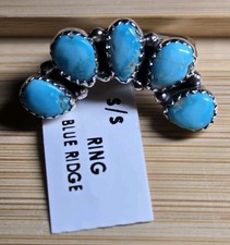 Native Style Southwestern Turquoise  Naja / Ring Enhancer Blue Ridge Cluster ADJ