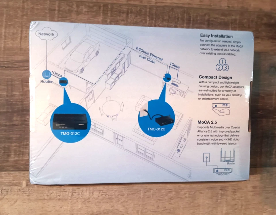 TRENDnet TMO 312C - MoCA 2.5 Gigabit Ethernet Over Coax Adapter LAN - Sealed - Image 3 of 4