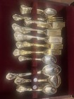 Vintage Baroque Godinger Flatware Set Full 65 Pc Box Gold Plated Wooden Case — photo 5