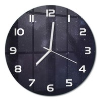 Runde Moderne Glas-Wanduhr Aus GehäRtetem Glas Sternbild WeißE Zeiger Fi30 Cm