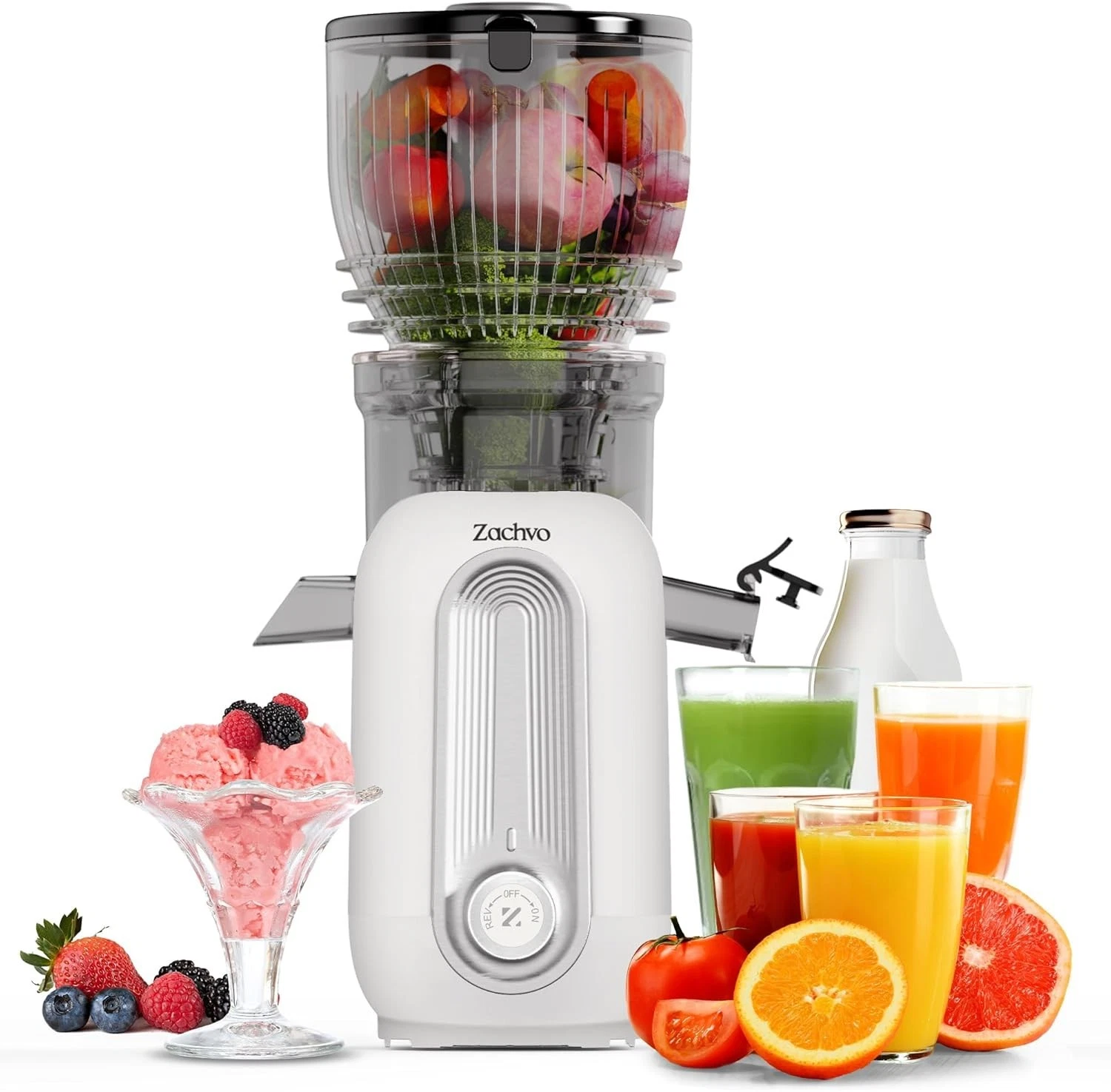 Cold Press Juicer with Large Feed Chute Dual Augers High Juice Yield Easy Clean