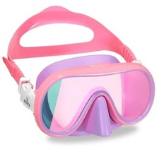 Kids Swim Goggles with Nose Cover for 5-16 Pink Purple mirrored Lens
