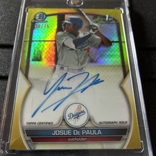 Josue De Paula Bowman 2023 Yellow Refractor /75 Auto