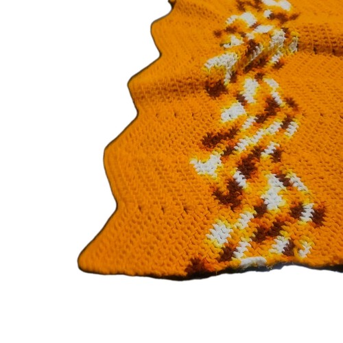 Handmade Crochet Afghan Stripe/ Chevron 55 1/2”x45”Brown Orange Read Description - Picture 5 of 5