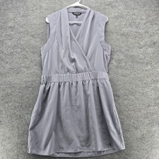 Express Dress Womens Large Gray Sleeveless Surplice Wrap Elastic Waist Lined