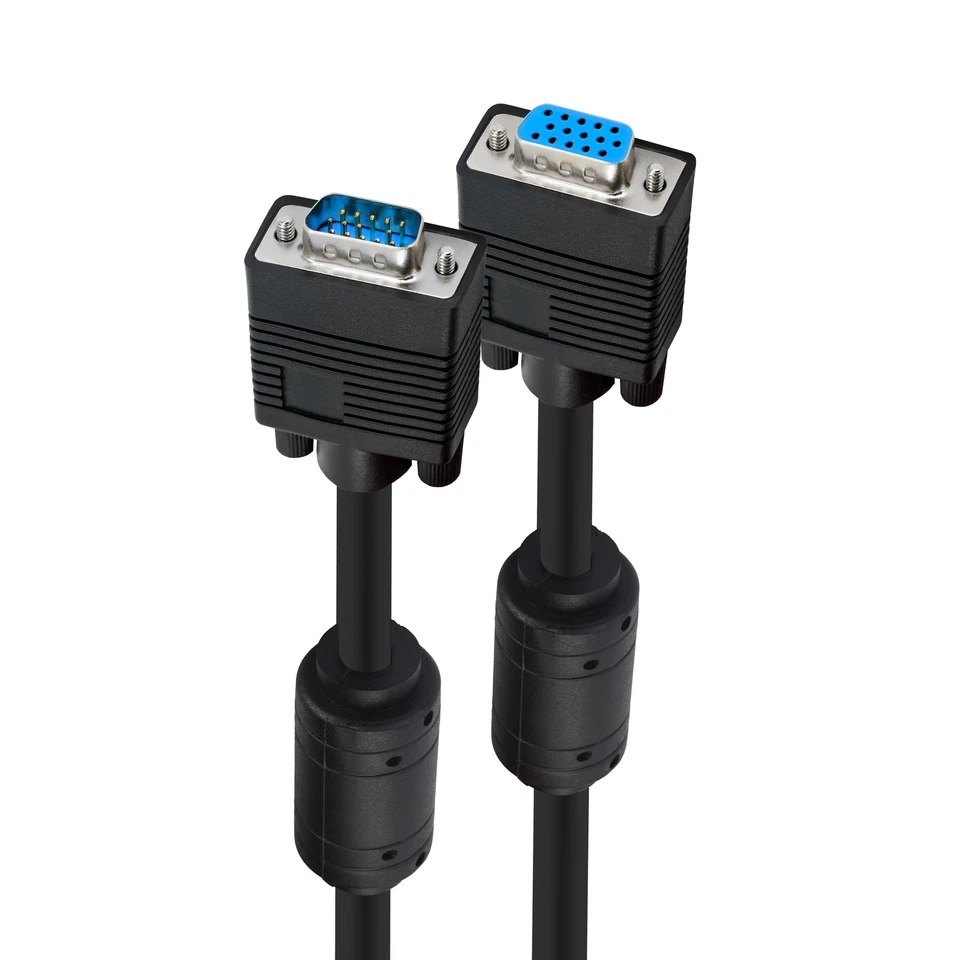 25m S-VGA Kabel VGA Monitor Verlängerung Ferritkern schwarz geschirmt - Bild 3 von 4