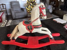 Vintage Painted Wood Rocking Horse Rustic Decor