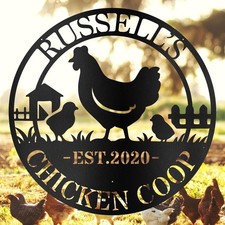 Custom Metal Chicken Coop Sign, Personalized Farm Art Metal Sign For Design