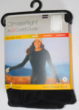 Womens XXL Black Thermal Long Sleeve Crew Stretch Fleece Cuddl Duds ClimateRight