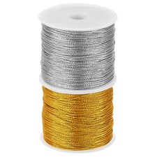 Total 76yard Metallic Cord Set, 2Rolls 0.6mm Dia Ornament String, Gold,Silver